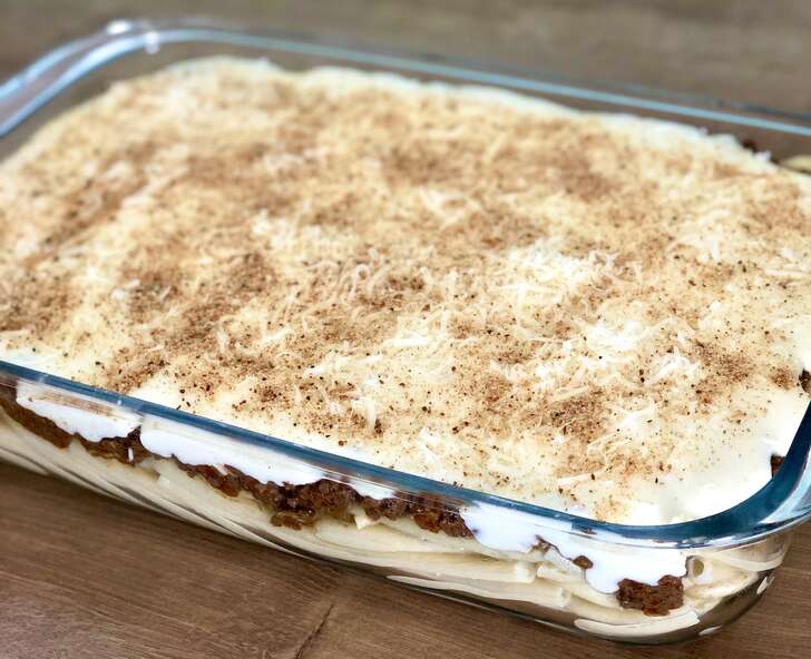 Greek Pastitsio in a pan