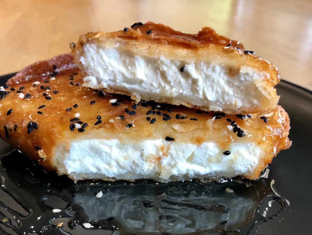 Feta Cheese Wrapped With Phyllo Honey And Sesame Seeds My Greek Dish