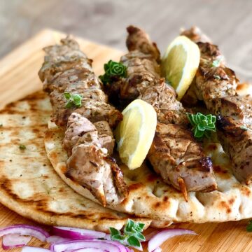 Pork Souvlaki (Skewers) with Tzatziki Sauce - My Greek Dish