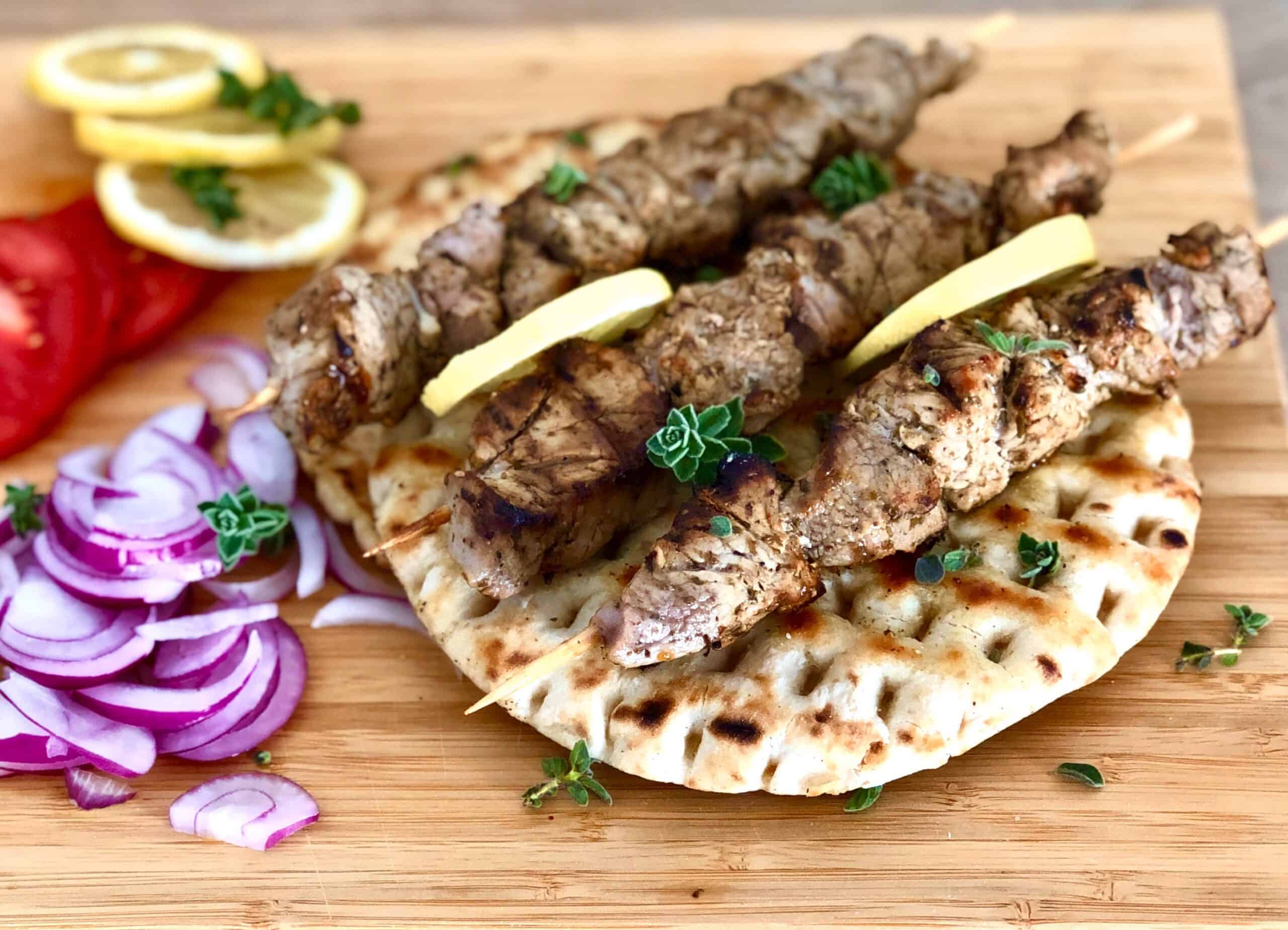 Pork Souvlaki (skewers) With Tzatziki Sauce - My Greek Dish