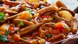 Greek Okra stew recipe with Tomatoes Bamies Laderes