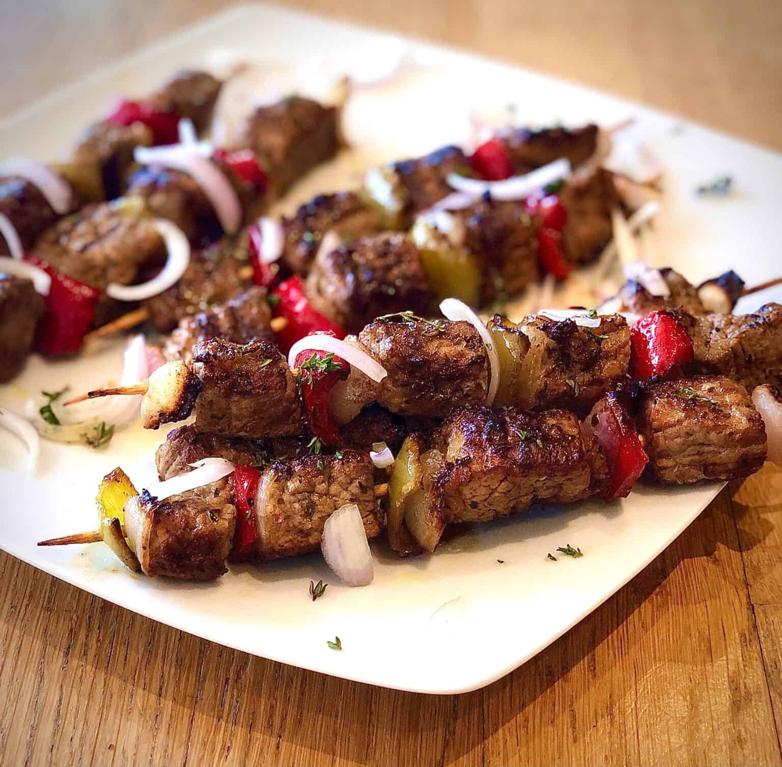 Marinated Greek Beef Souvlaki Skewers Beef Kabobs Recipe My Greek Dish