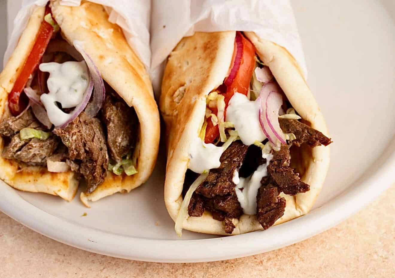 Easy Beef Gyro recipe wrapped in Pita bread - My Greek Dish