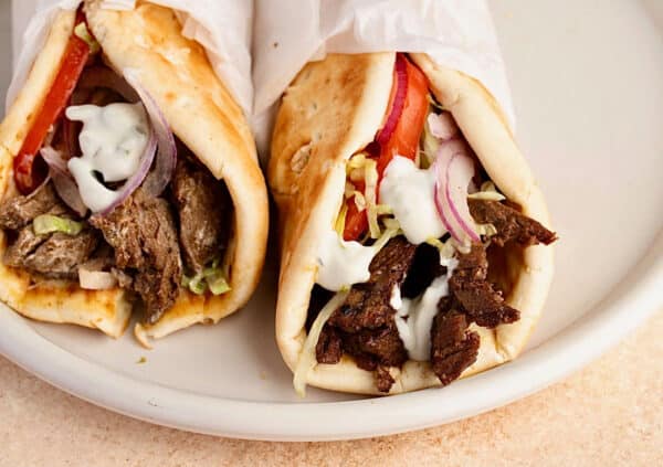 Easy Beef Gyro recipe wrapped in Pita bread - My Greek Dish