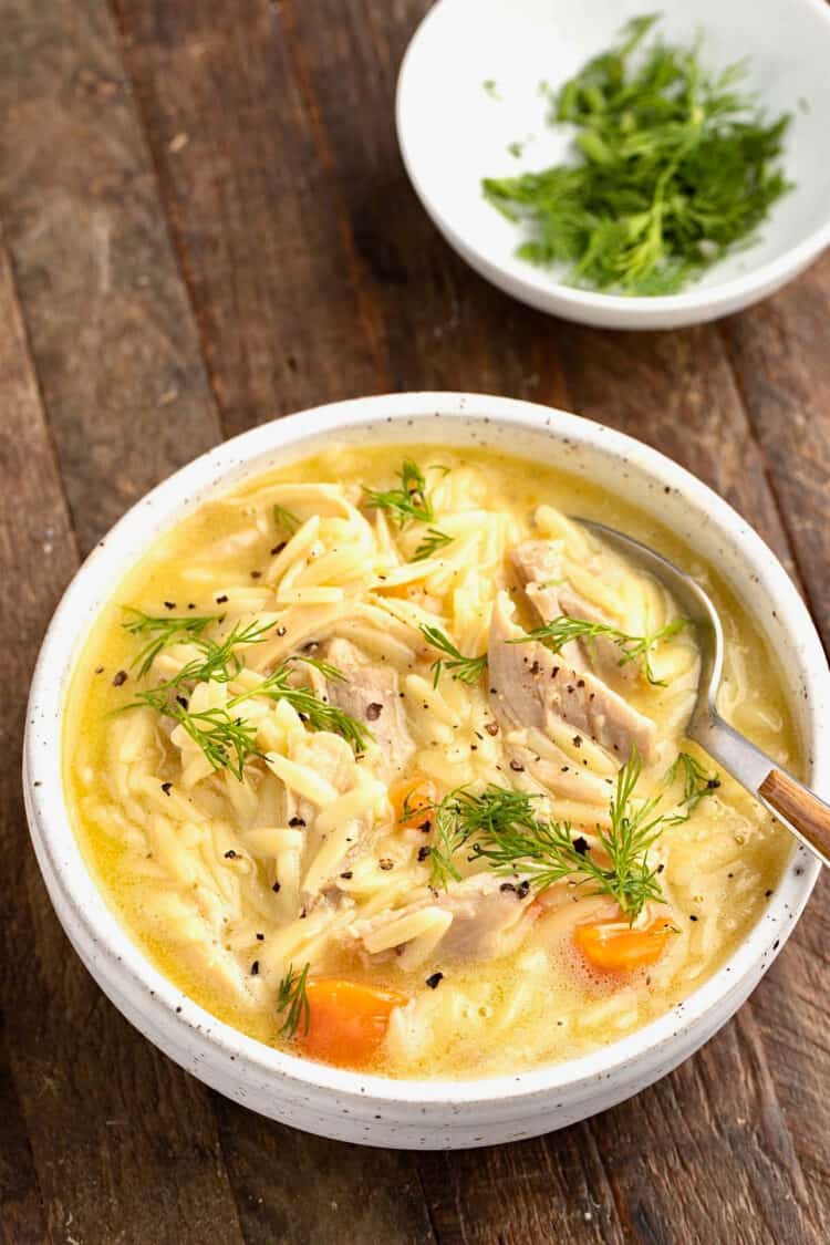 Greek Lemon Chicken Soup With Orzo (Avgolemono) - My Greek Dish