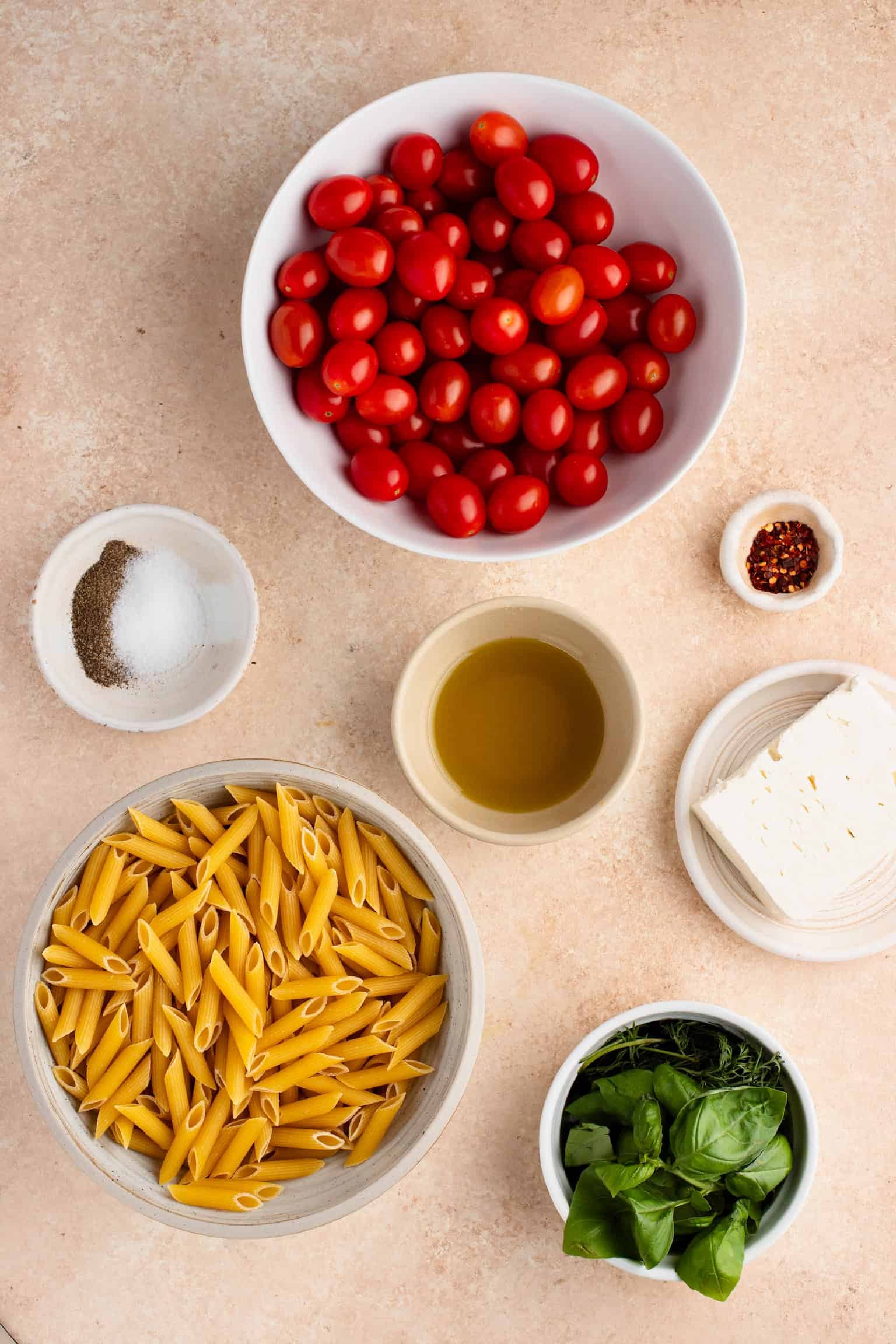 Key ingredients for Baked Feta Pasta recipe 